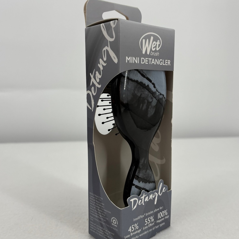 Wet Brush Mini Detangler Hair Brush Black White Marble Stone Pattern New